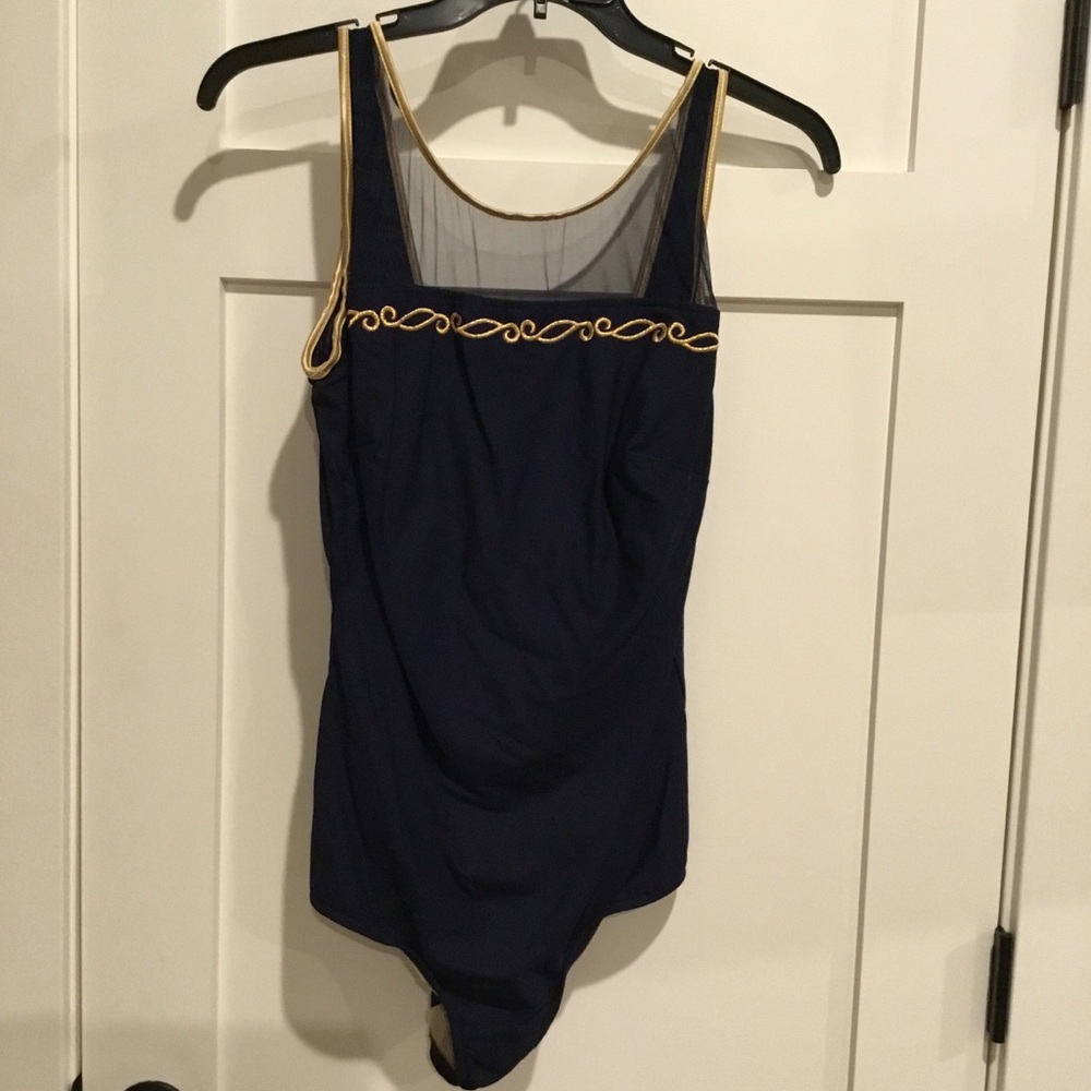 Elegant Navy and Gold Women's One-Piece Swimsuit